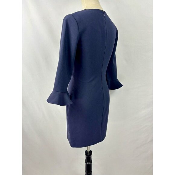 Likely Sheath Dress Navy Blue 4 Bell Sleeves Knee Length 3/4 Length Sleeve - Picture 2 of 10